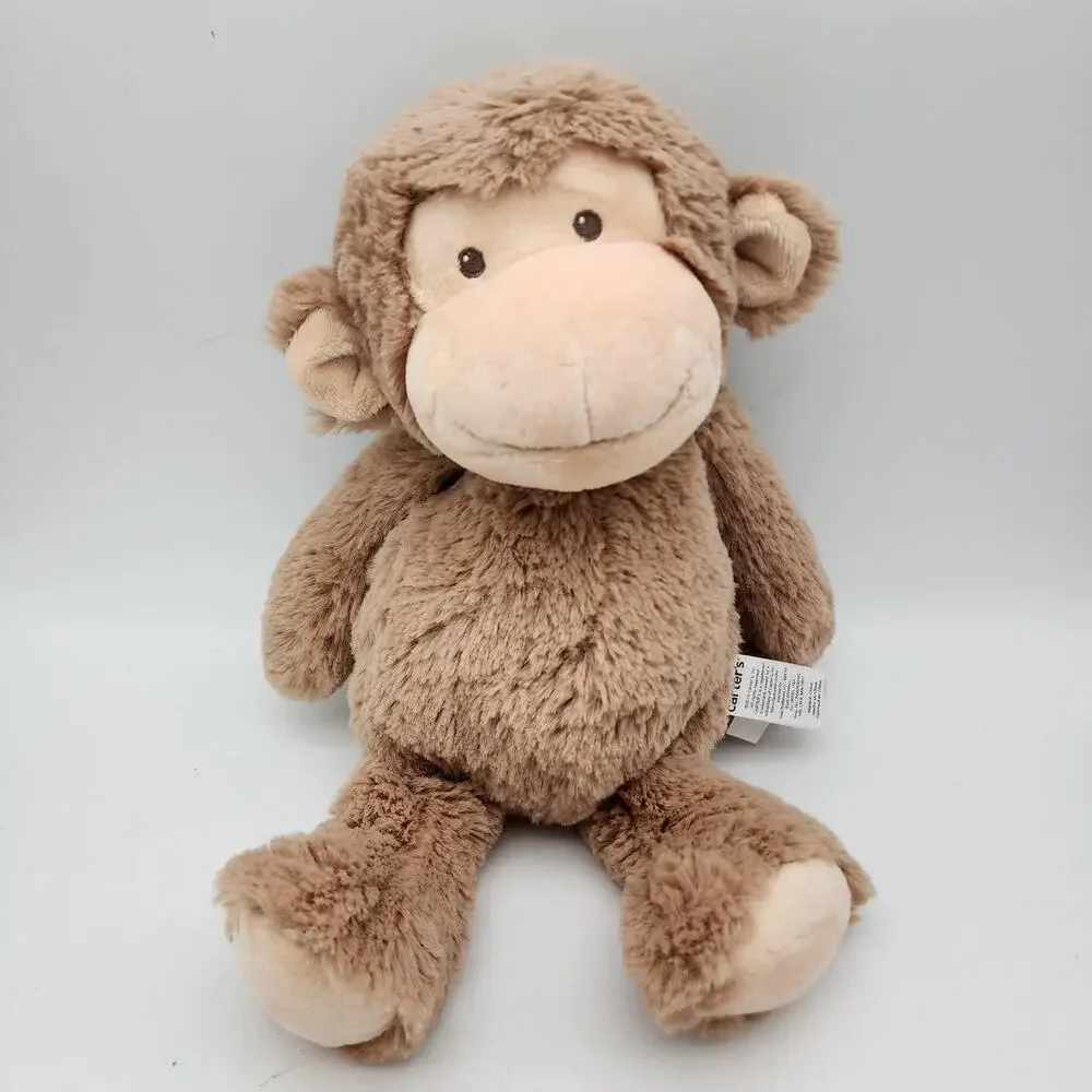 Carters Fluffy Tan Monkey Plush Stuffed Animal Lovey 12